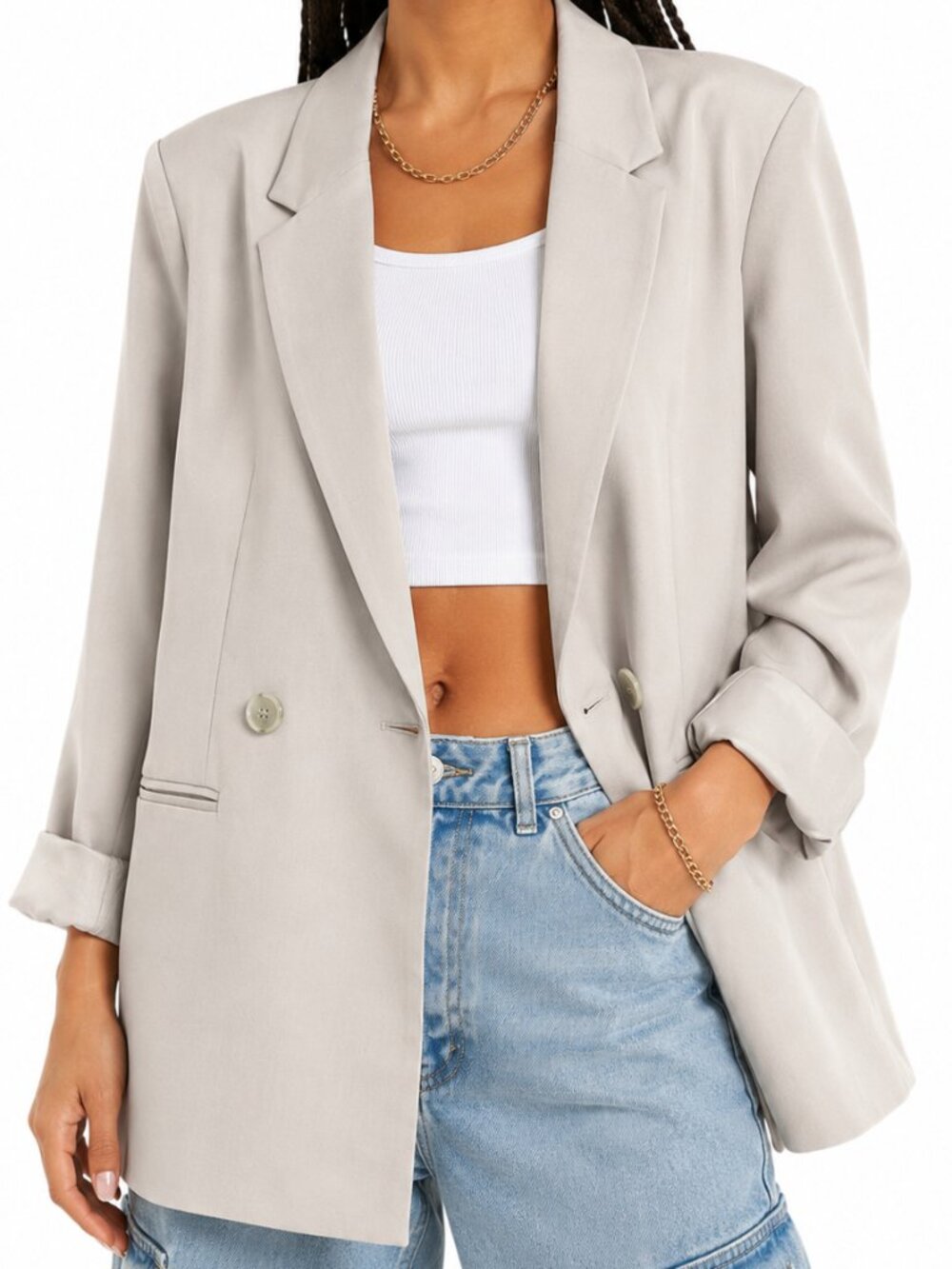H&M Tan Double Breasted Blazer XS